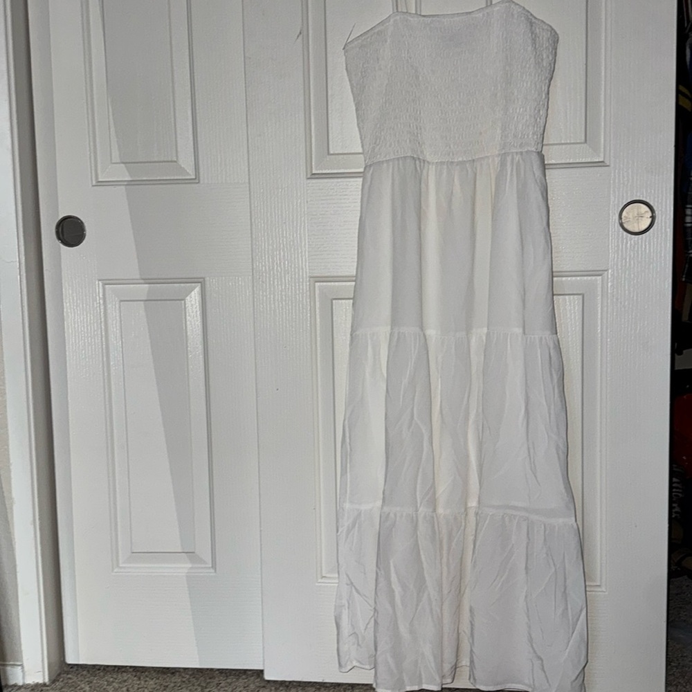 Large long white sundress! Spaghetti strap tank top.